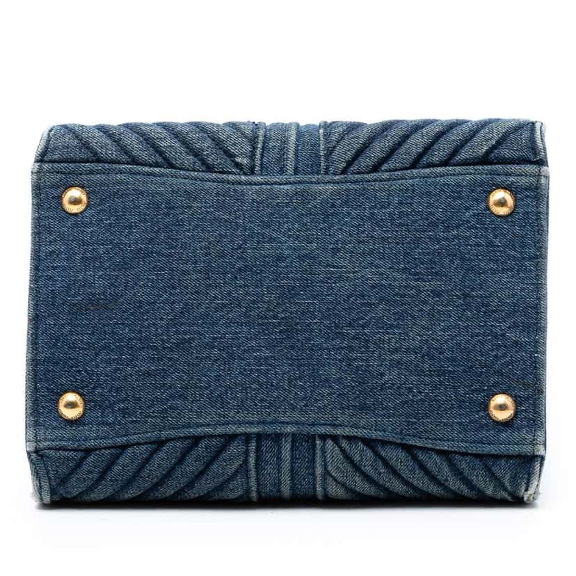 Miu Miu Small Matelasse Denim Biker Satchel Blue Denim Good condition - Inside View