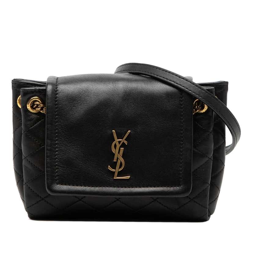 Saint Laurent Mini Quilted Lambskin Monogram Nolita Bag Black Leather Very good condition - Front View