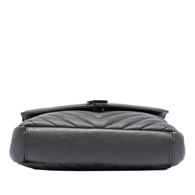 Saint Laurent Medium Chevron Sheepskin Monogram College Satchel Grey Leather Very good condition - Inside View