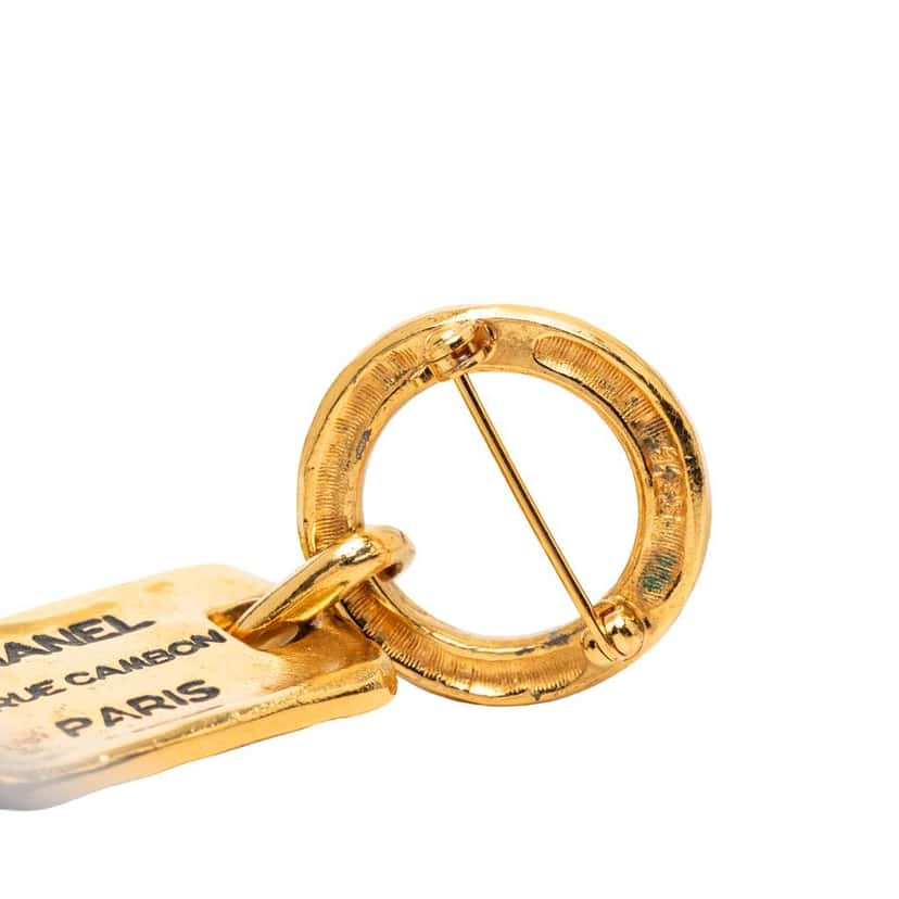 Chanel CC Gold Plated Rue Cambon Tag Brooch Gold Metal Very good condition - Inside View
