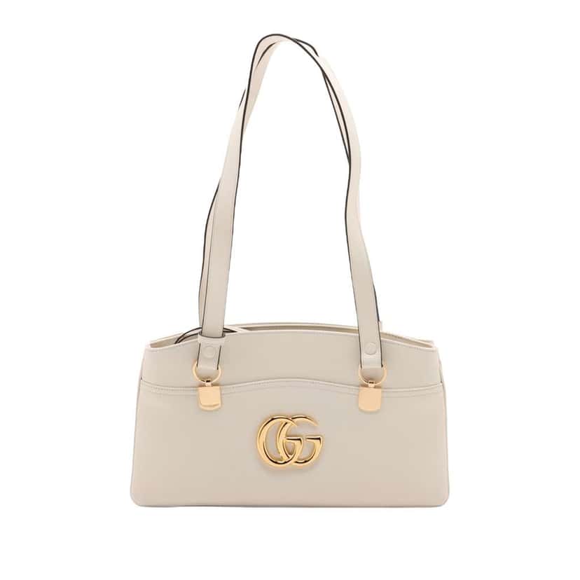 Gucci Large Leather Arli Shoulder Bag White Leather Very good condition - Front View