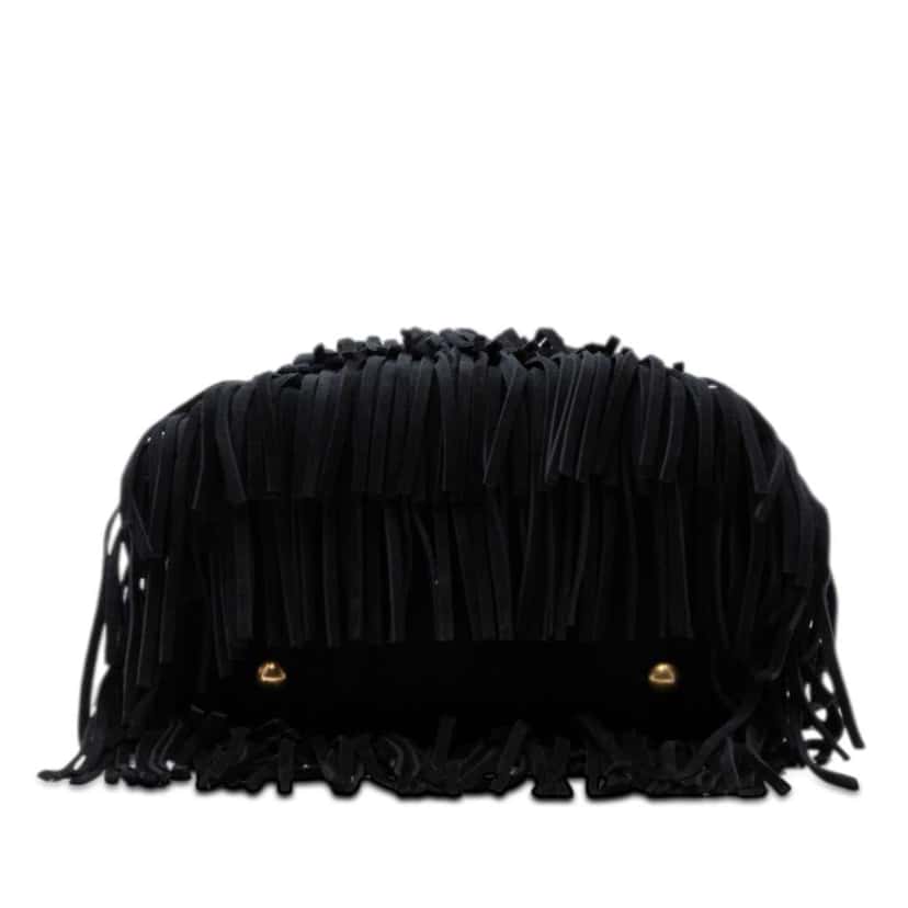 Saint Laurent Small Suede Emmanuelle Fringe Bucket Bag Black Leather Very good condition - Inside View