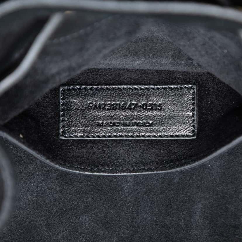 Saint Laurent Small Suede Emmanuelle Fringe Bucket Bag Black Leather Very good condition - Box View