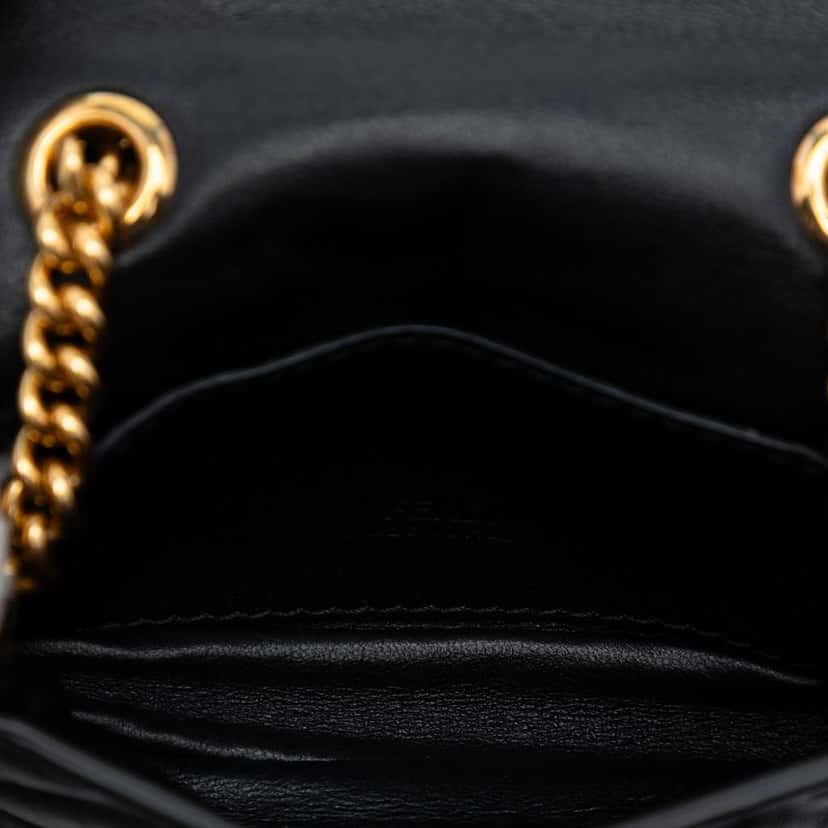 Fendi Nano Zucca Embossed Leather Baguette Chain Bag Black Leather Very good condition - Model View