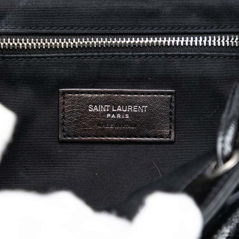 Saint Laurent Small Matelasse Patent Monogram LouLou Backpack Black Leather Very good condition - Box View