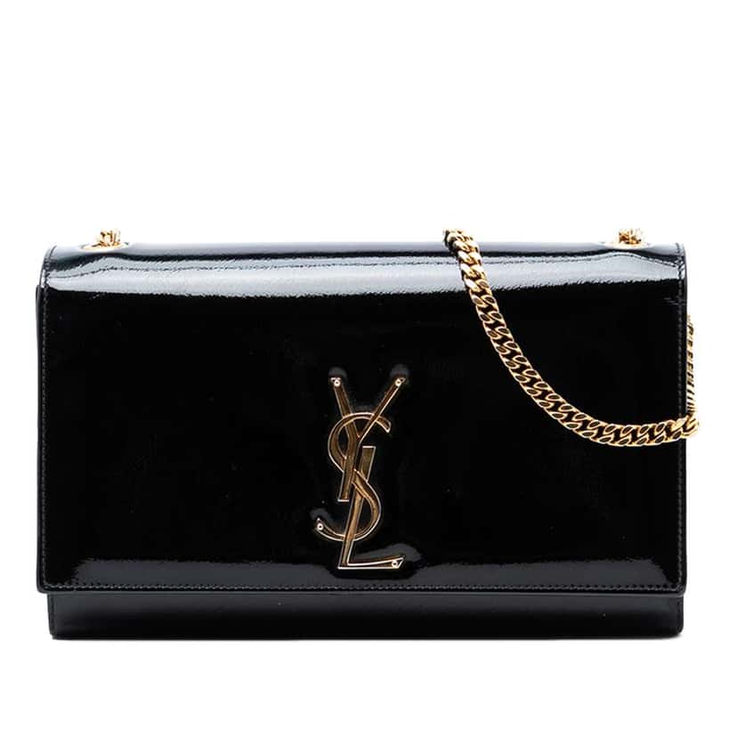 Saint Laurent Medium Patent Monogram Kate Crossbody Black Leather Very good condition - Front View