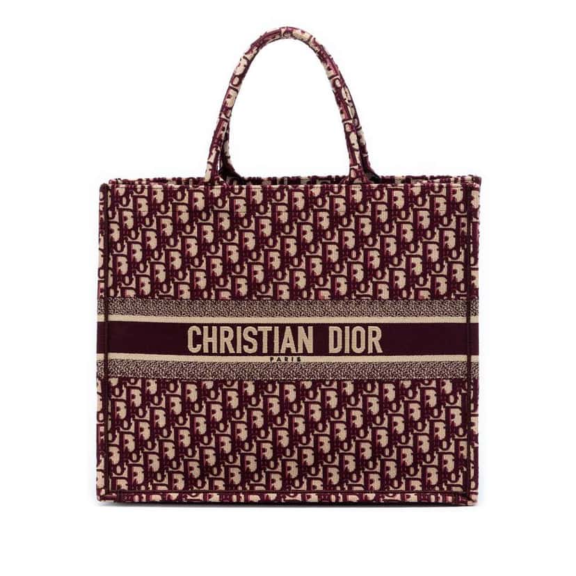 Dior Large Oblique Embroidered Canvas Book Tote Red Canvas Very good condition - Front View