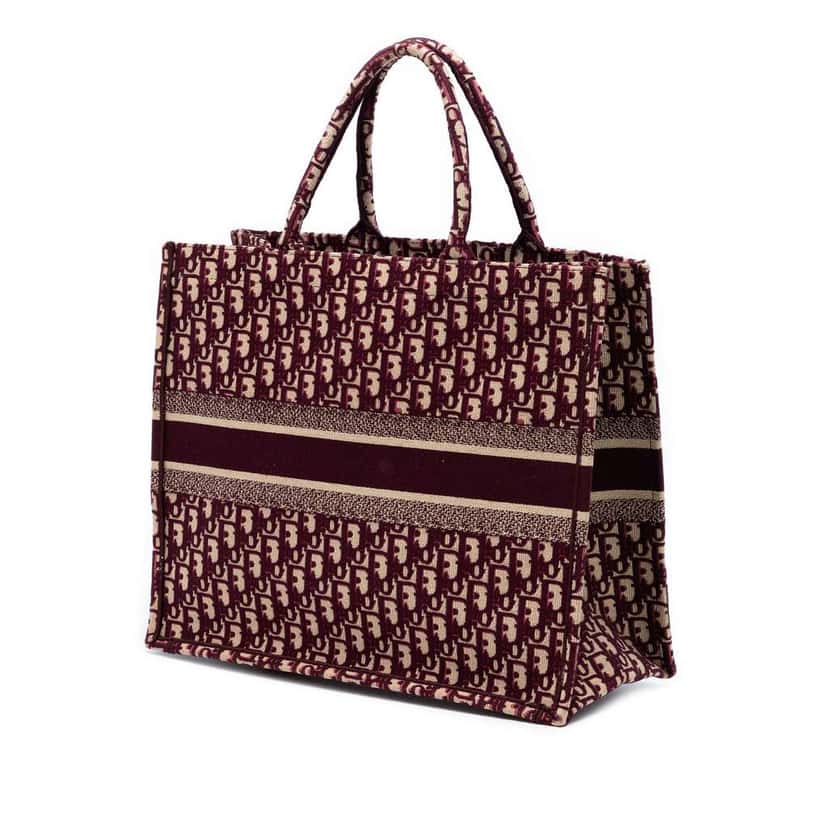 Dior Large Oblique Embroidered Canvas Book Tote Red Canvas Very good condition - Back View