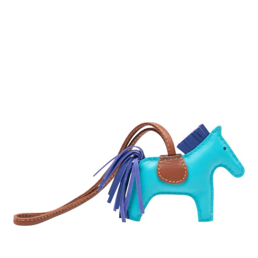 Hermès Milo Lambskin GriGri Rodeo Bag Charm PM Blue Leather Very good condition - Back View