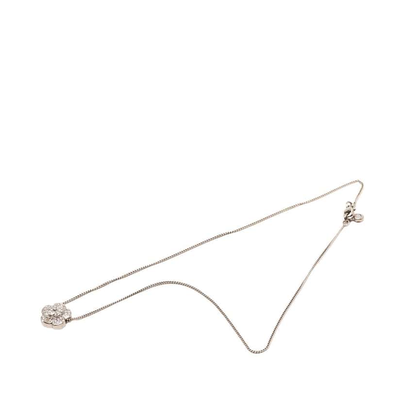 Chanel Gold Plated CC Strass Camellia Pendant Necklace Gold Metal Very good condition - Box View