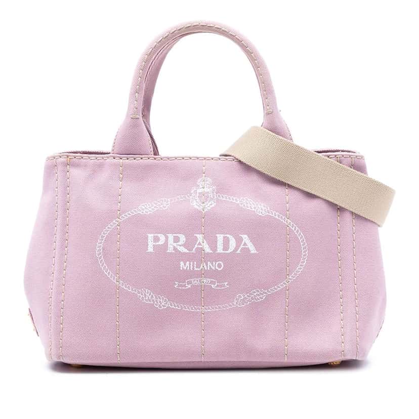 Prada Small Canvas Canapa Logo Satchel Pink Canvas Very good condition - Front View
