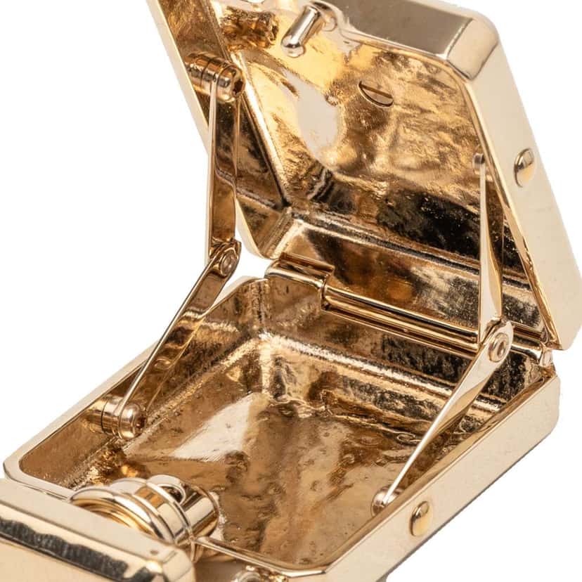 Chanel CC Gold Plated Perfume Bottle Locket Pendant Necklace Gold Metal Very good condition - Back View