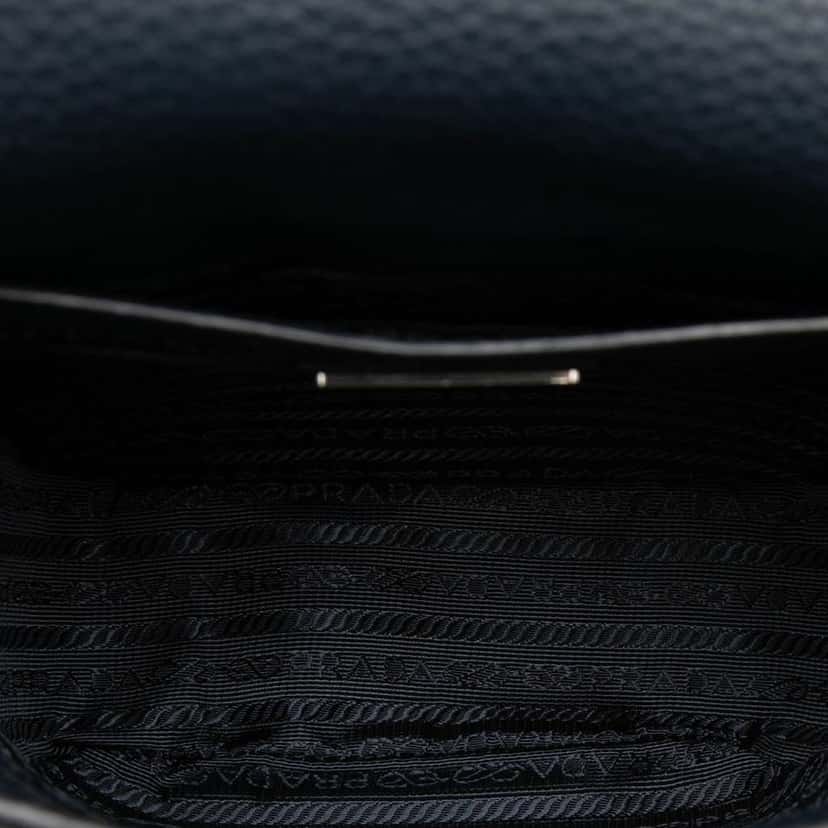 Prada Vitello Phenix Buckle Messenger Bag Blue Leather Very good condition - Model View