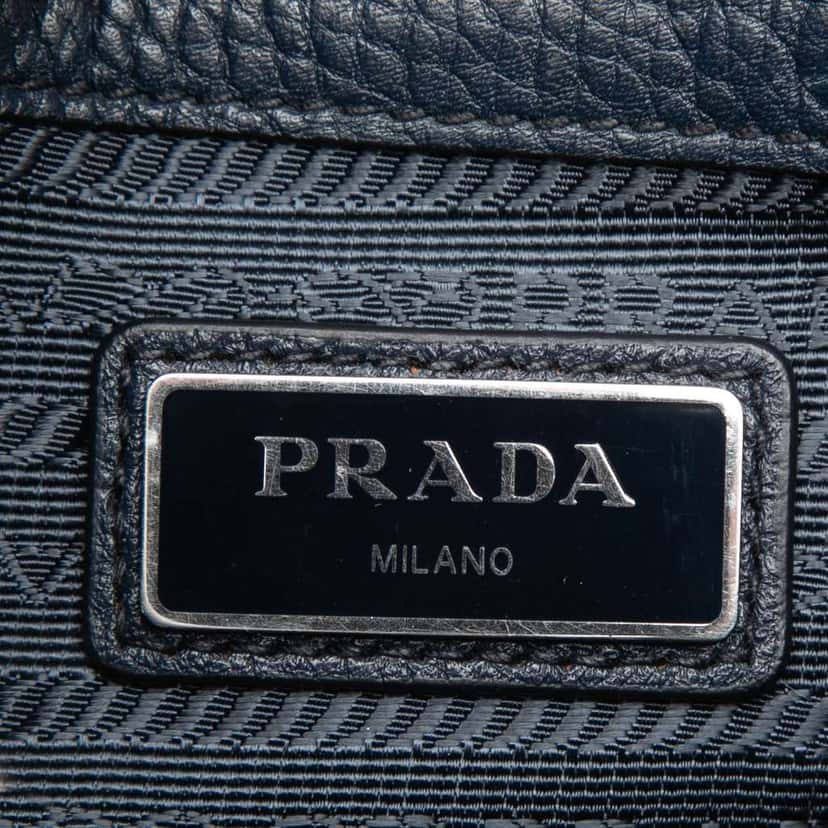 Prada Vitello Phenix Buckle Messenger Bag Blue Leather Very good condition - Box View