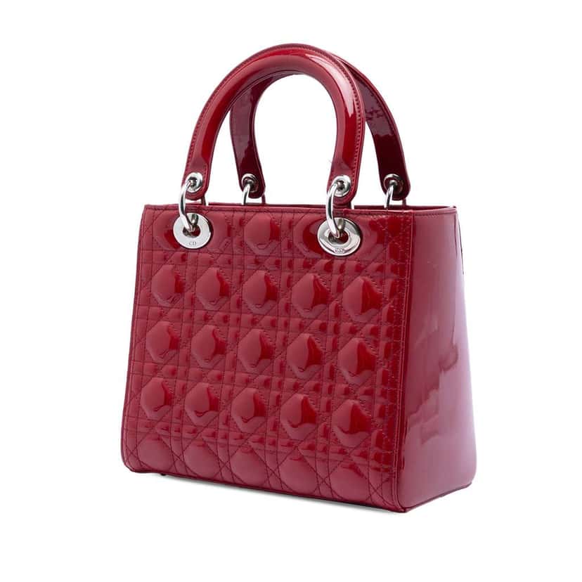 Dior Medium Patent Cannage Lady Dior Red Leather Very good condition - Back View