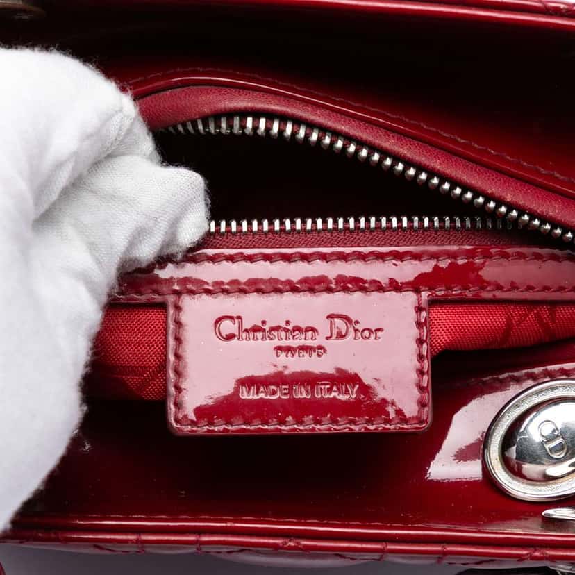 Dior Medium Patent Cannage Lady Dior Red Leather Very good condition - Box View