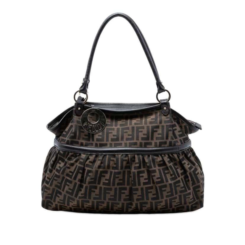 Fendi Large Zucca Canvas Chef Shoulder Bag Brown Canvas Very good condition - Front View