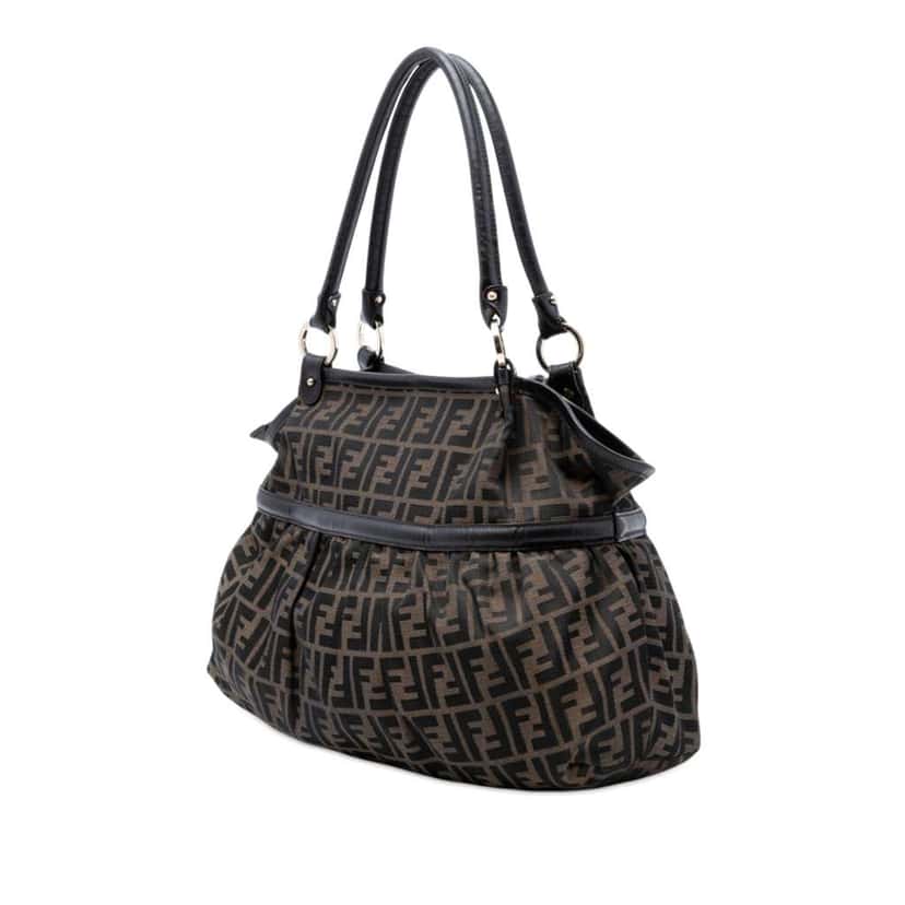 Fendi Large Zucca Canvas Chef Shoulder Bag Brown Canvas Very good condition - Back View