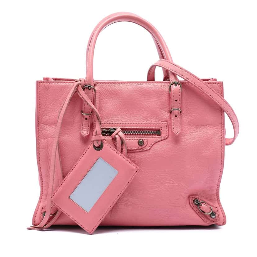 Balenciaga Mini Leather Papier A4 Zip Around Tote Pink Leather Very good condition - Front View