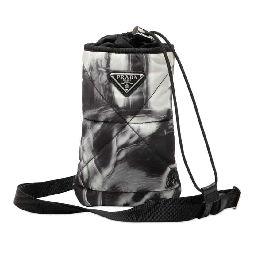 Prada Re Nylon Printed Phone Pouch Black Very good condition - Front View