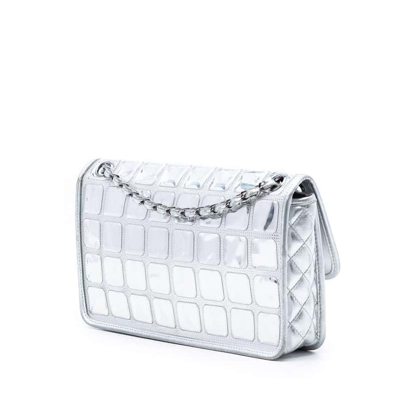 Chanel CC Vinyl Ice Cube Flap Silver Very good condition - Back View