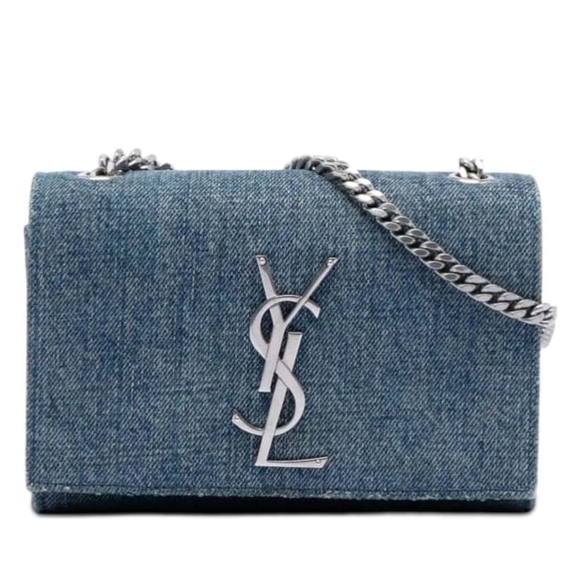 Saint Laurent Small Denim Monogram Kate Crossbody Blue Denim Very good condition - Front View