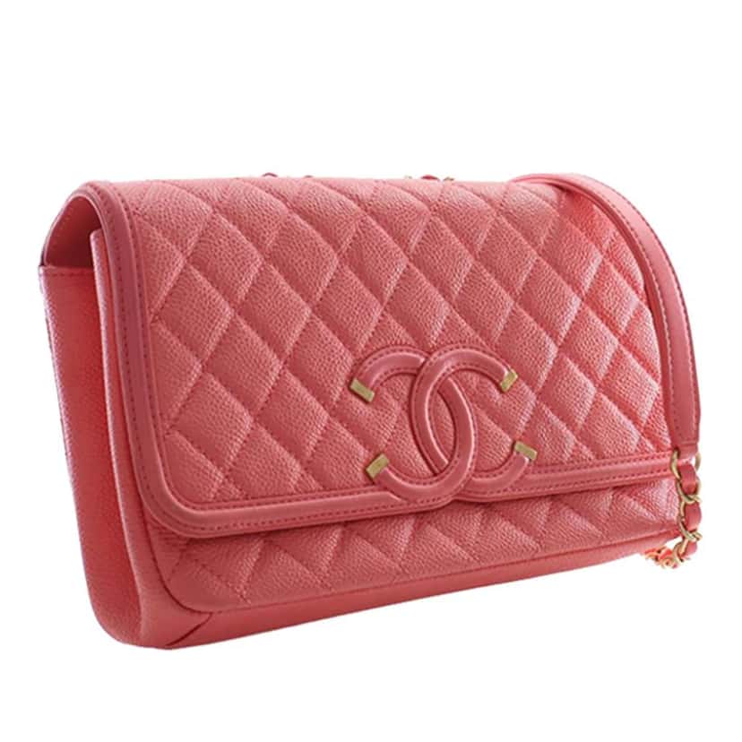 Chanel Medium Caviar CC Filigree Flap Pink Leather Very good condition - Inside View
