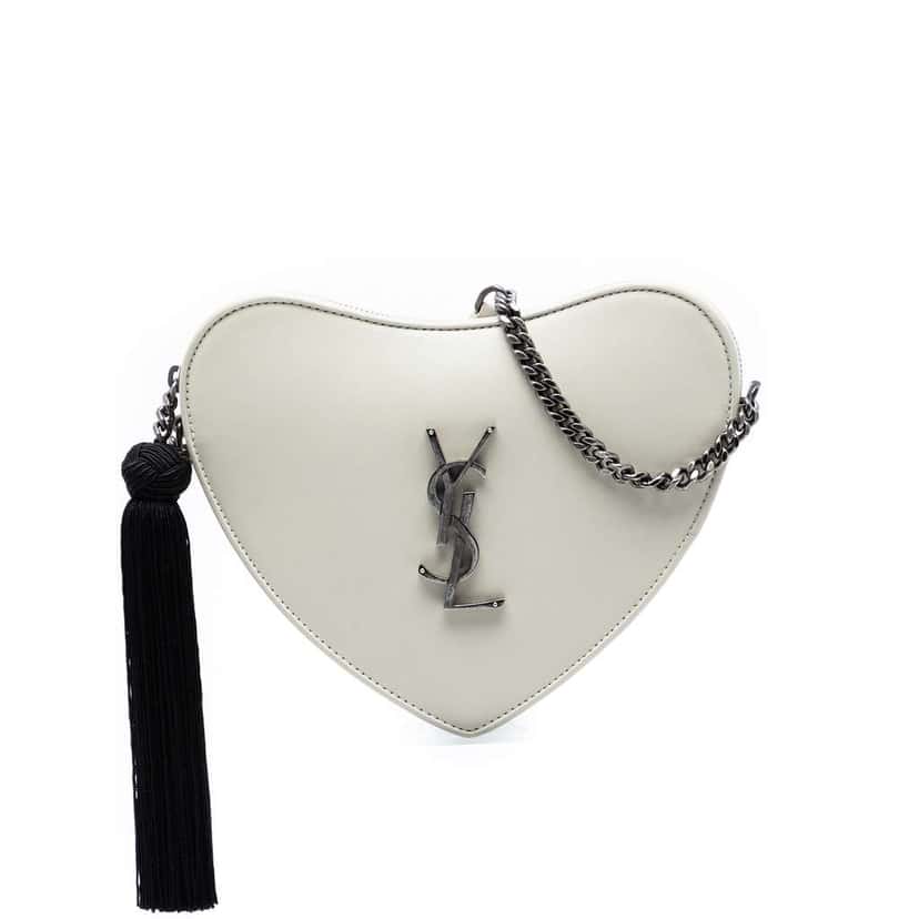 Saint Laurent Leather Monogram Heart Tassel Crossbody White Leather Very good condition - Front View