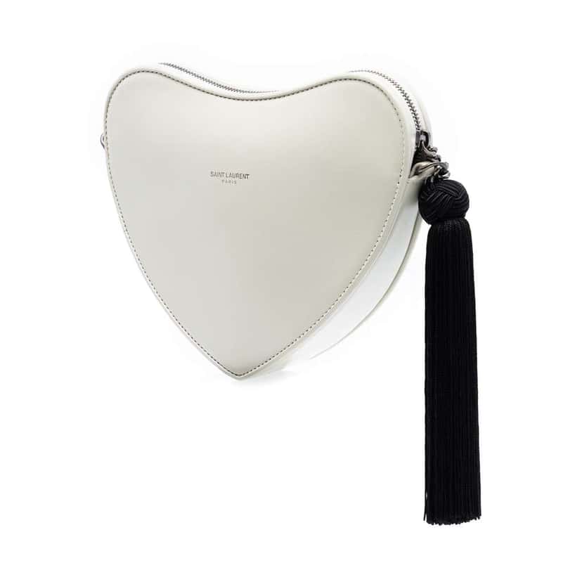Saint Laurent Leather Monogram Heart Tassel Crossbody White Leather Very good condition - Back View