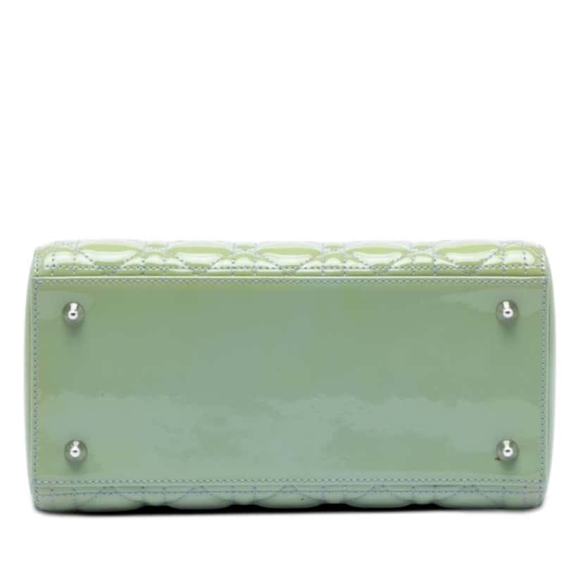 Dior Medium Patent Cannage Lady Dior Green Leather Very good condition - Inside View