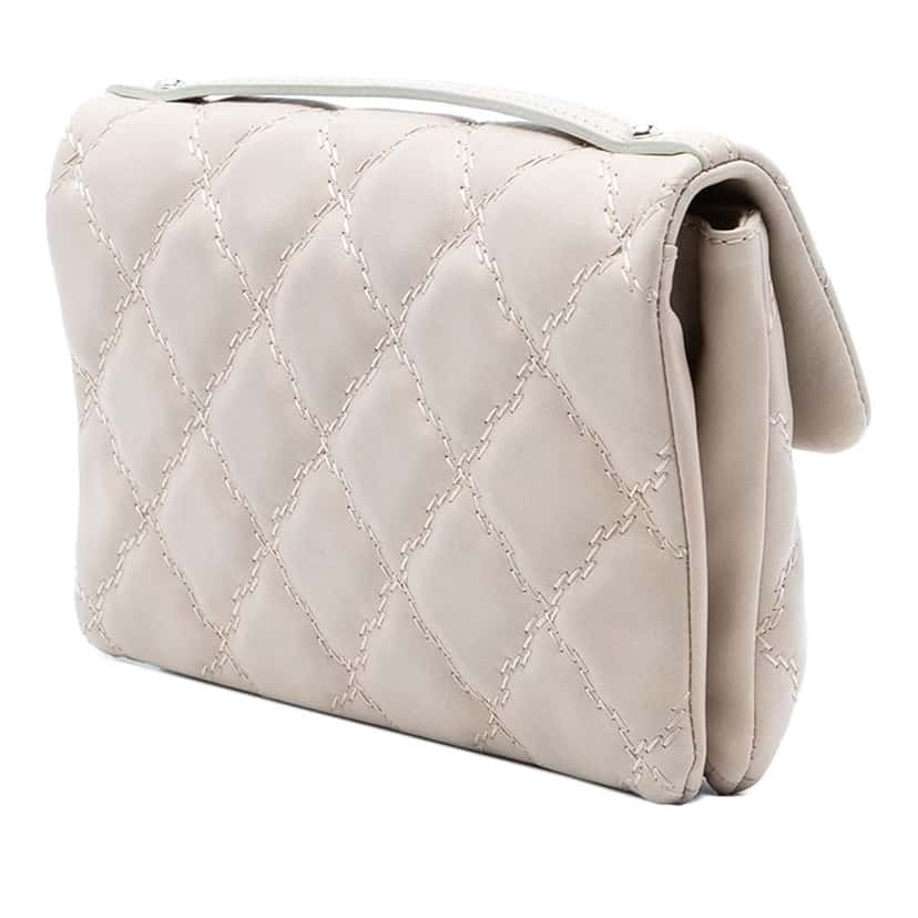 Chanel Mini Lambskin Double Stitch Hamptons Flap Beige Leather Very good condition - Back View