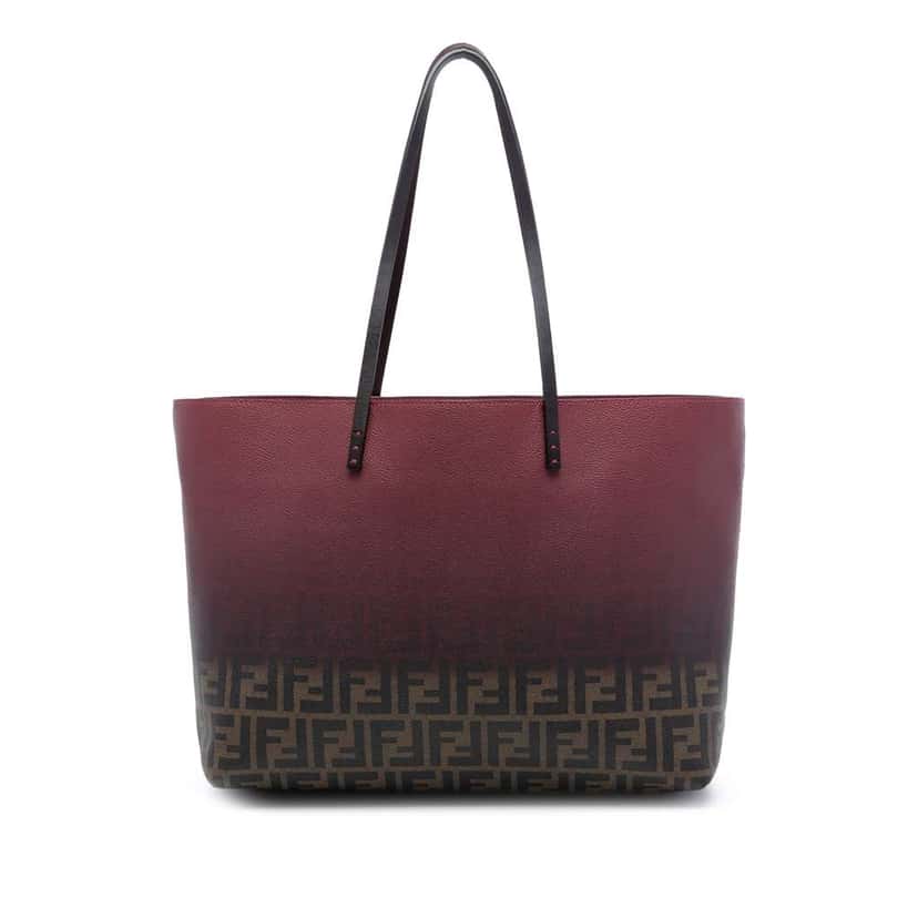 Fendi Medium Ombre Zucca Spalmati Roll Tote Red Canvas Very good condition - Front View