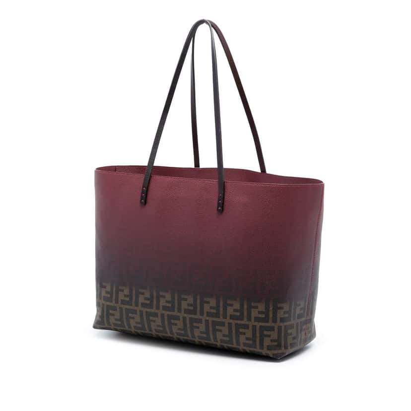 Fendi Medium Ombre Zucca Spalmati Roll Tote Red Canvas Very good condition - Back View
