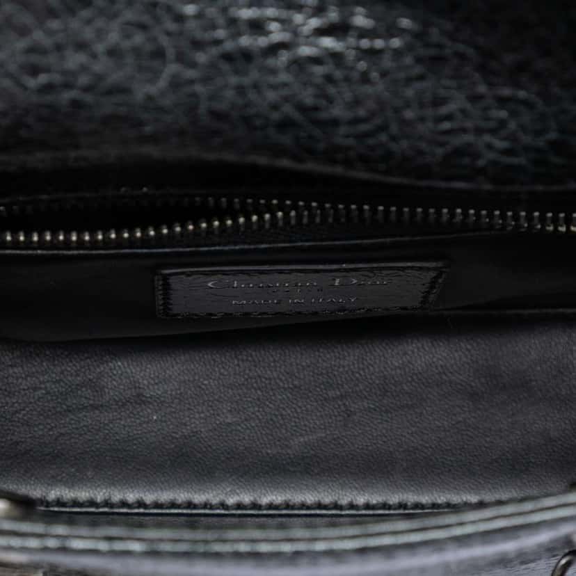 Dior Mini Deerskin Ceramic Effect Jeweled Swan Lady Dior Black Leather Very good condition - Model View