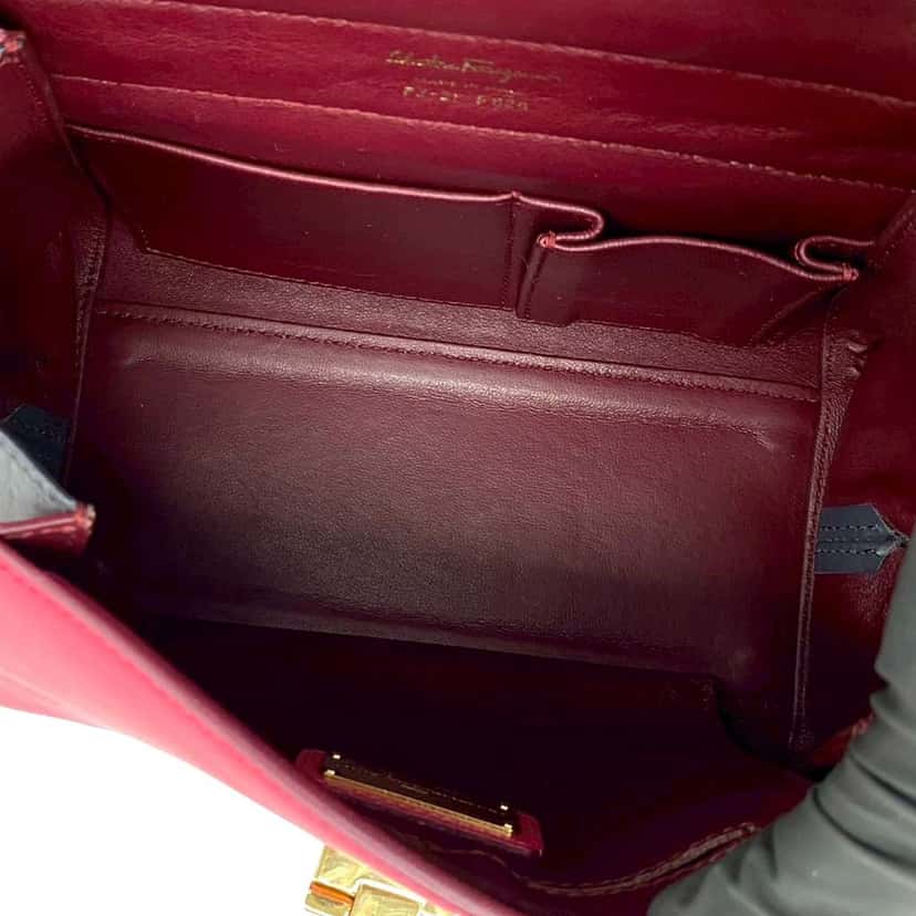 Salvatore Ferragamo Small Tricolor Leather Gancini Sofia Satchel Pink Leather Very good condition - Box View