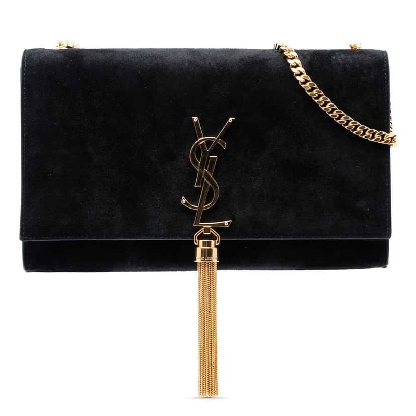 Saint Laurent Medium Suede Monogram Kate Tassel Crossbody Black Leather Very good condition - Front View