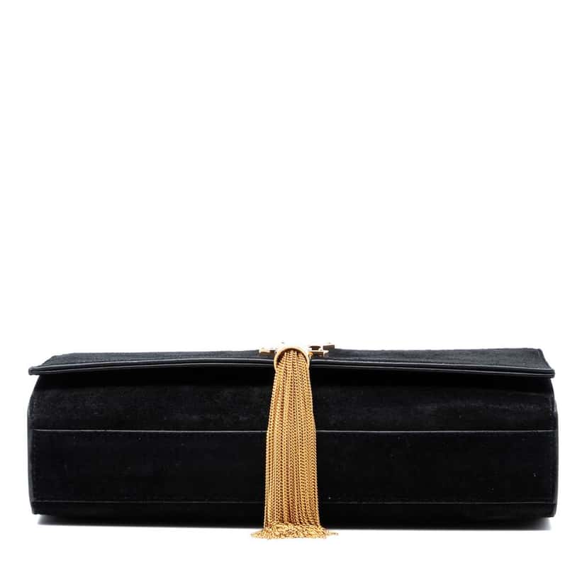 Saint Laurent Medium Suede Monogram Kate Tassel Crossbody Black Leather Very good condition - Inside View