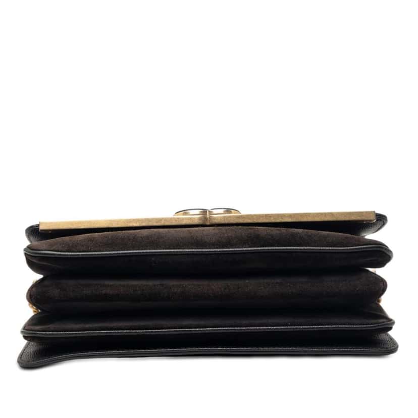 Chanel CC Stitched Caviar and Suede Lady Coco Flap Black Leather Very good condition - Inside View