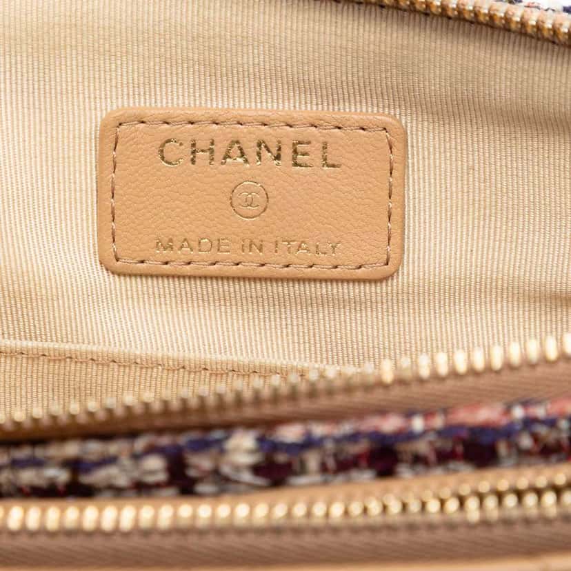 Chanel Quilted Lambskin and Tweed Double Case with Chain Brown Leather Very good condition - Box View