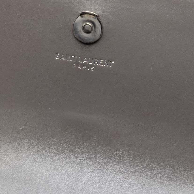 Saint Laurent Mini Croc Embossed Leather Monogram Sunset Wallet on Chain Grey Leather Good condition - Box View