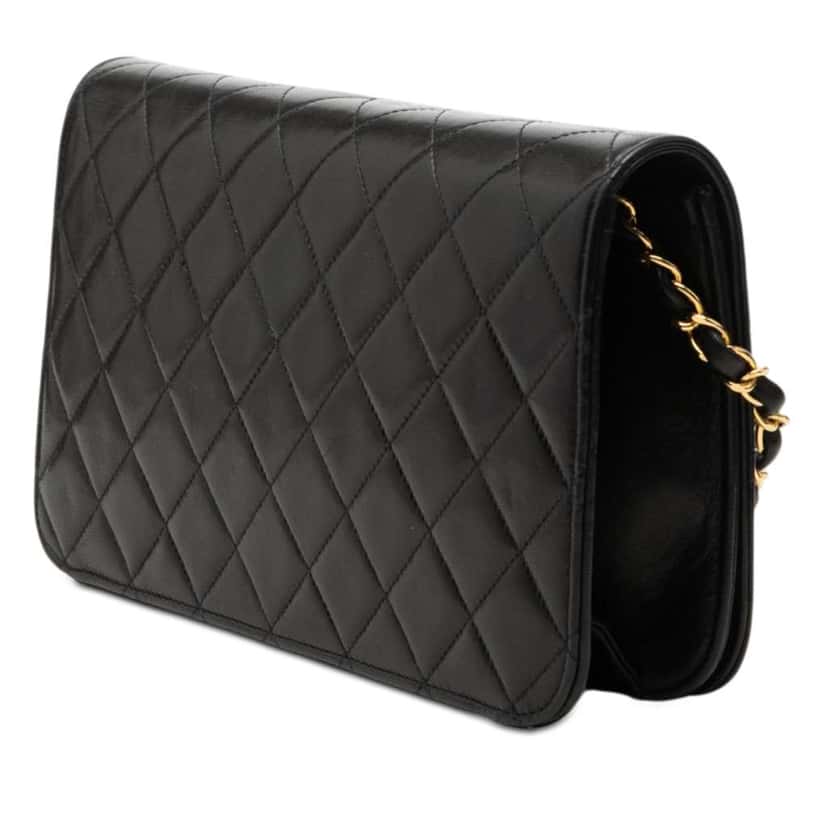 Chanel Medium Quilted Lambskin Full Flap Black Leather Very good condition - Back View