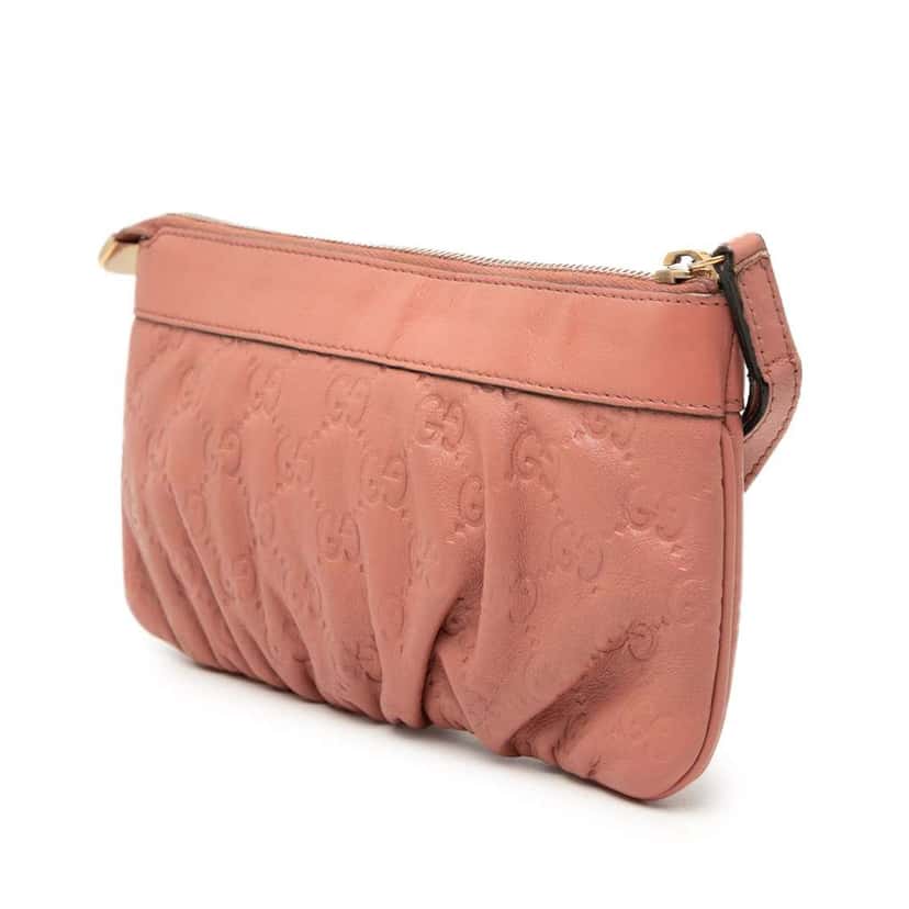 Gucci Guccissima Wristlet Clutch Pink Leather Very good condition - Back View
