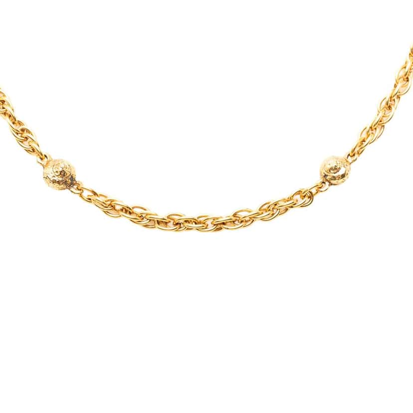 Chanel Gold Plated Ball Charms Necklace Gold Metal Very good condition - Front View