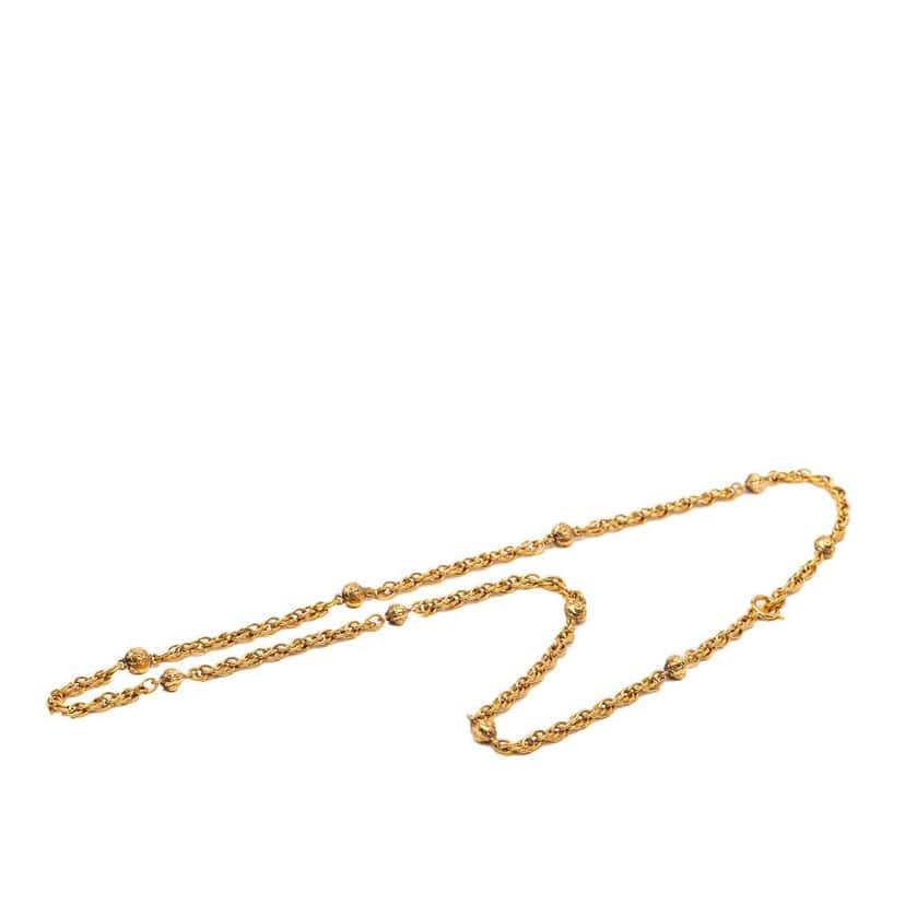 Chanel Gold Plated Ball Charms Necklace Gold Metal Very good condition - Model View
