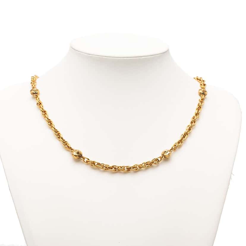 Chanel Gold Plated Ball Charms Necklace Gold Metal Very good condition - Box View