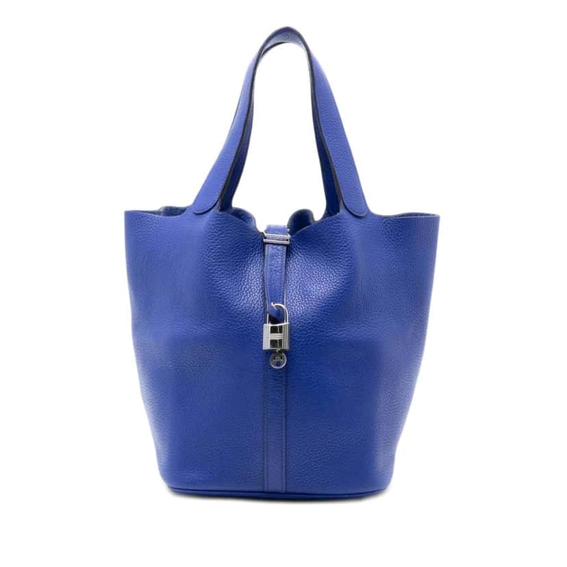 Hermès Clemence Picotin Lock 26 Blue Leather Very good condition - Front View