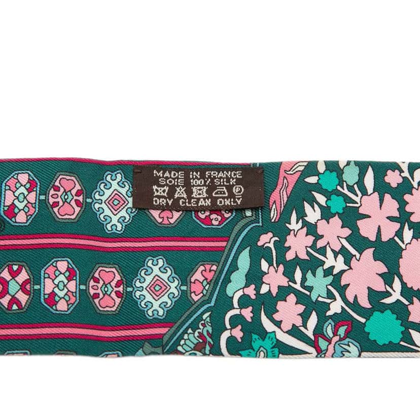 Hermès Tapis Persans Silk Twilly Scarf Blue Silk Very good condition - Back View