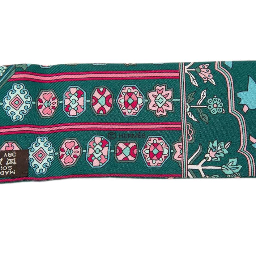 Hermès Tapis Persans Silk Twilly Scarf Blue Silk Very good condition - Inside View