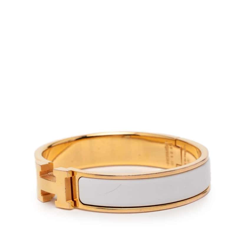 Hermès Narrow Enamel Clic H Bracelet PM White Very good condition - Back View