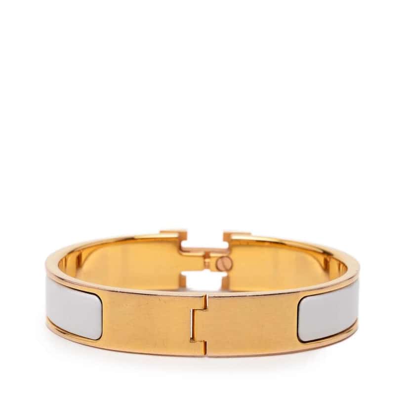 Hermès Narrow Enamel Clic H Bracelet PM White Very good condition - Inside View